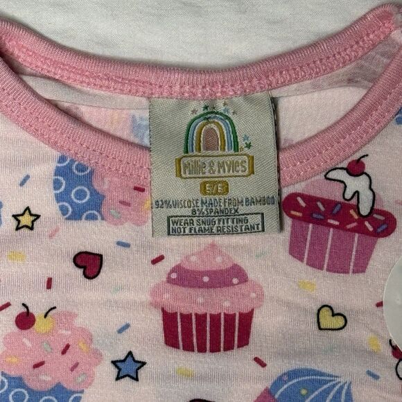 NWT Millie & Myles Kids Toddler Pink Cupcakes Bamboo 2pc Pajamas Size 5/6 Girls - Picture 3 of 6